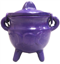Load image into Gallery viewer, Crystalo Black Iron Cauldron with Lid Triple Moon- BSW-84