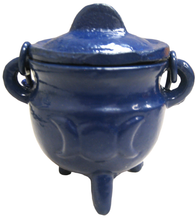 Load image into Gallery viewer, Crystalo Black Iron Cauldron with Lid Triple Moon- BSW-84