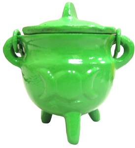 Crystalo Black Iron Cauldron with Lid Triple Moon- BSW-84