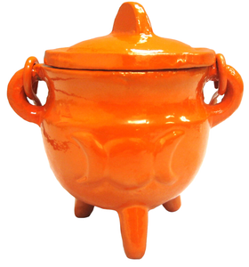 Crystalo Black Iron Cauldron with Lid Triple Moon- BSW-84