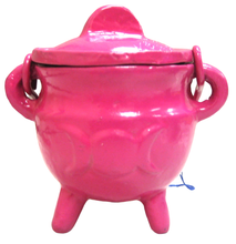 Load image into Gallery viewer, Crystalo Black Iron Cauldron with Lid Triple Moon- BSW-84