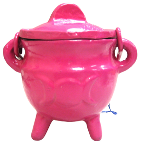 Crystalo Black Iron Cauldron with Lid Triple Moon- BSW-84