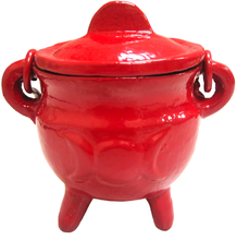 Load image into Gallery viewer, Crystalo Black Iron Cauldron with Lid Triple Moon- BSW-84