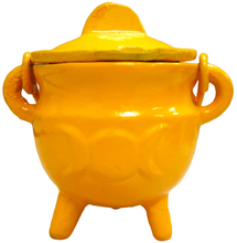 Load image into Gallery viewer, Crystalo Black Iron Cauldron with Lid Triple Moon- BSW-84