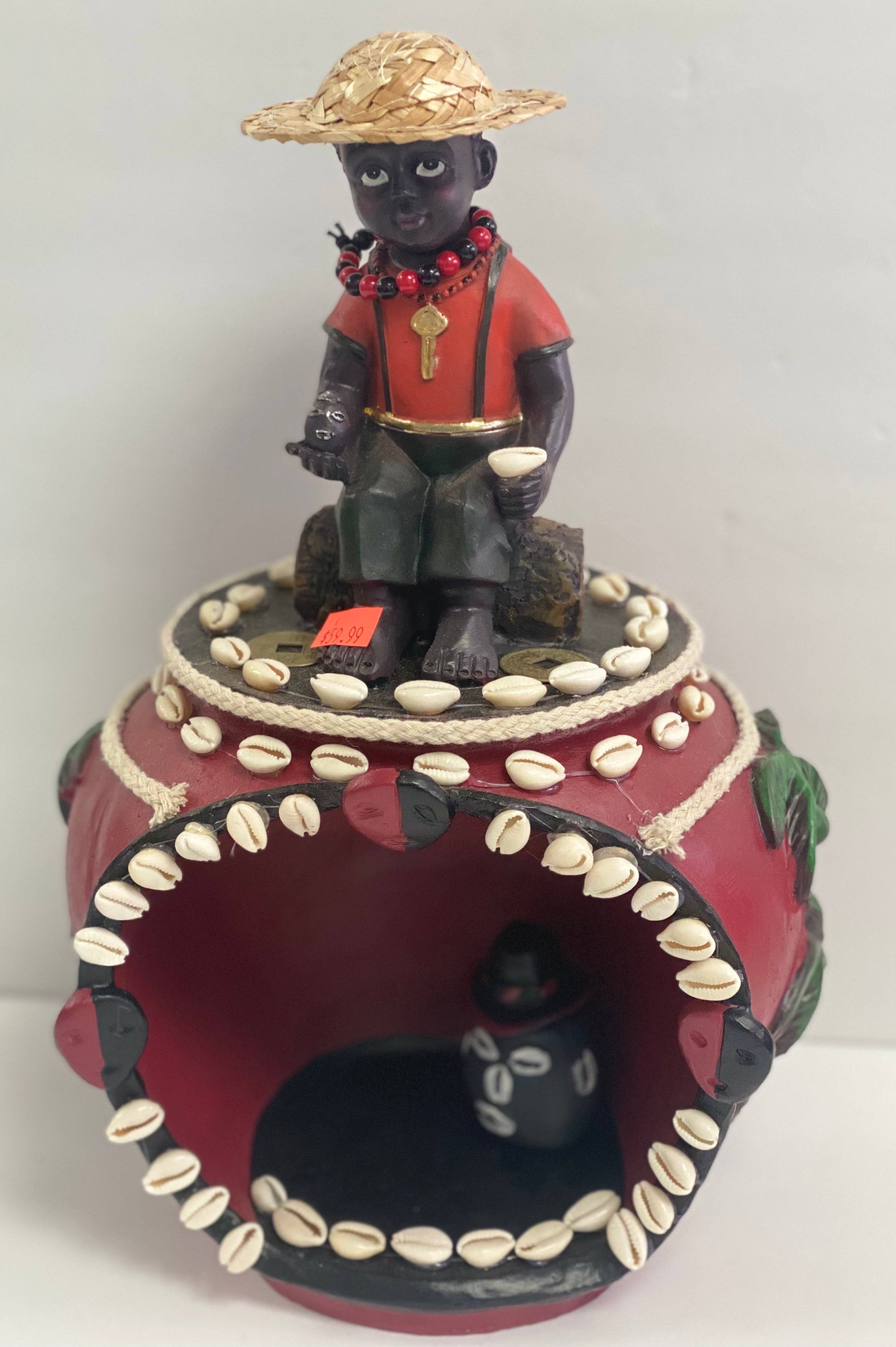 CASA DE ELEGUA CON NIÑO SENTADO 12"