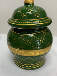 Potiche pequeño para Orula color verde y dorado